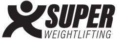 Super Weightlifting logo — athlete split-jerk icon with brand wordmark.