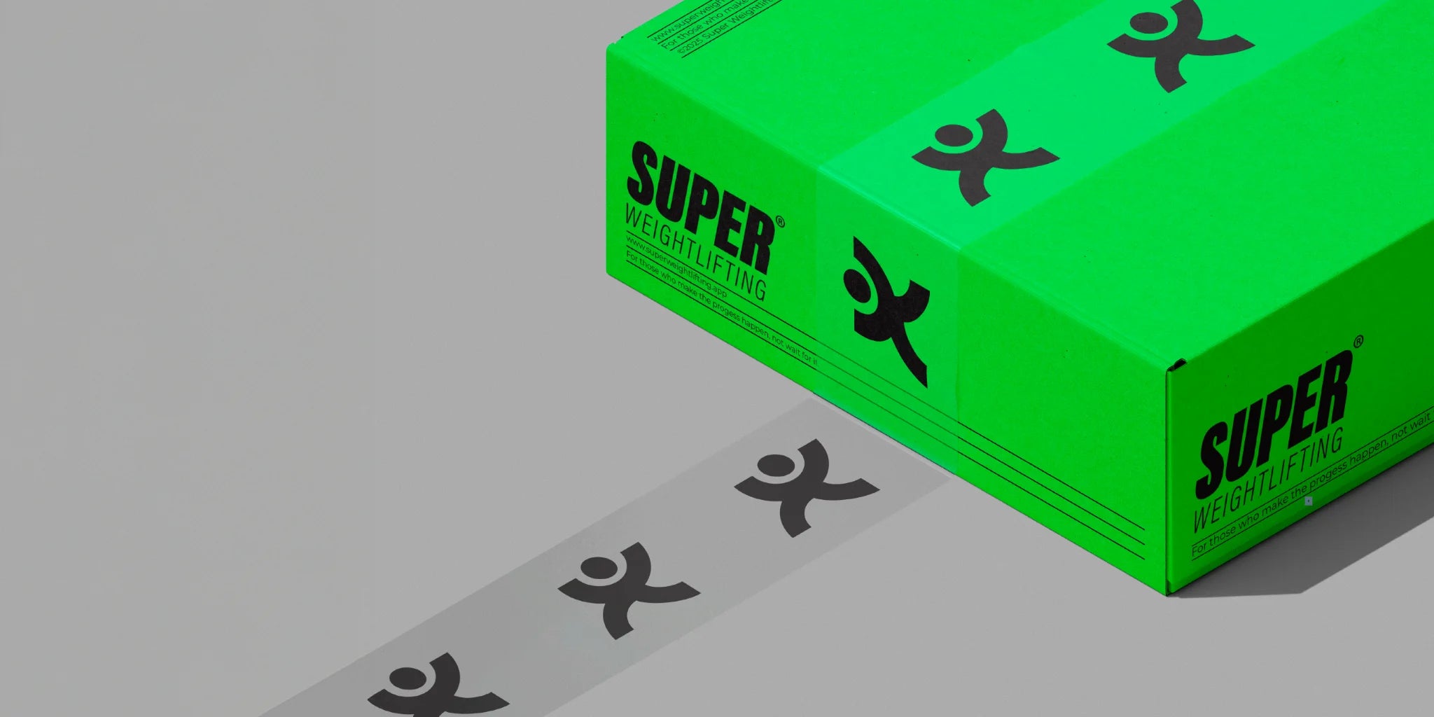 Super Weightlifting branded green packaging box — designed and shipped from Transylvania, Romania.